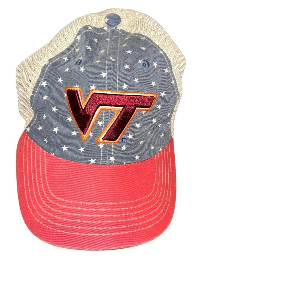 Virginia tech Hokies VT patriotic American adjustable hat cap stars top of world